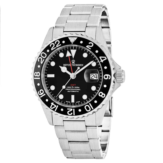 Revue Thommen Diver Men's Black GMT Stainless Steel Automatic Watch 17572.2137