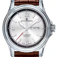 Revue Thommen Men's Airspeed Silver Brown Leather Strap Automatic Watch 16040.2332