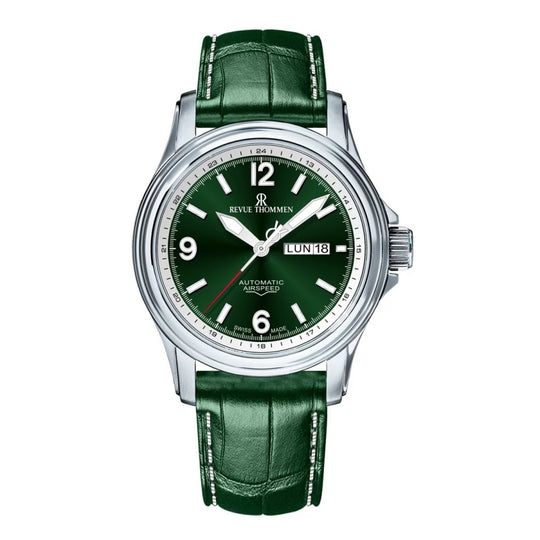 Revue Thommen Men's Airspeed Green Leather Strap Automatic Watch 16040.2334