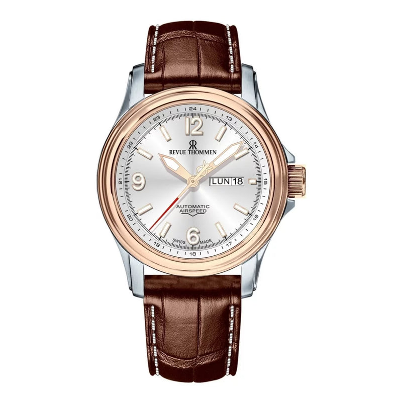 Revue Thommen Men's Airspeed Bicolour Brown Leather Strap Automatic Watch 16040.2352