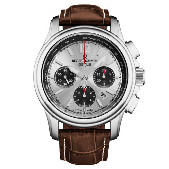 Revue Thommen Men's Airspeed Chronograph Silver Brown Leather Automatic Watch 16041.6332