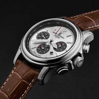 Revue Thommen Men's Airspeed Chronograph Silver Brown Leather Automatic Watch 16041.6332