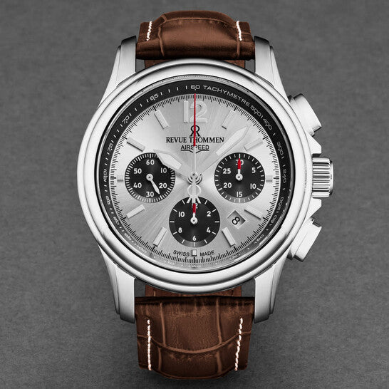 Revue Thommen Men's Airspeed Chronograph Silver Brown Leather Automatic Watch 16041.6332