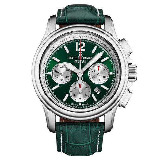 Revue Thommen Men's Airspeed Chronograph Green Leather Automatic Watch 16041.6334