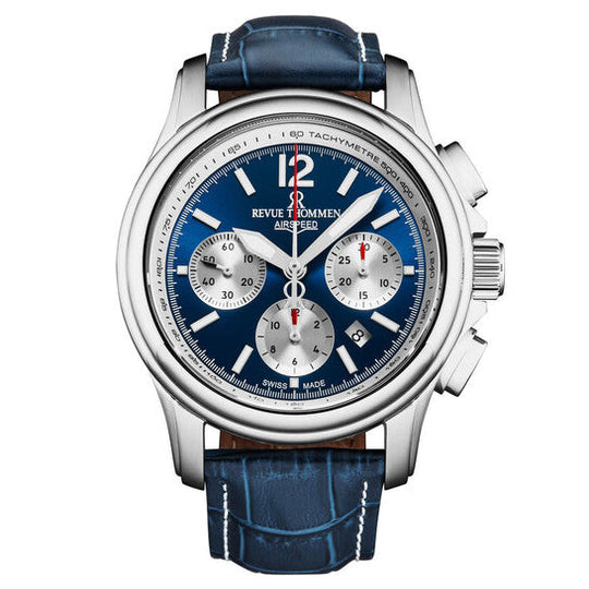 Revue Thommen Men's Airspeed Chronograph Blue Leather Automatic Watch 16041.6335