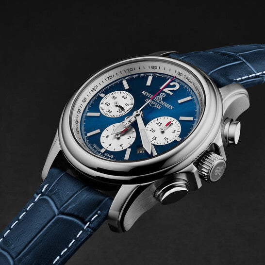 Revue Thommen Men's Airspeed Chronograph Blue Leather Automatic Watch 16041.6335