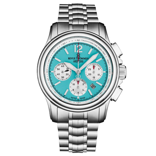 Revue Thommen Men's Airspeed XL Chronograph Automatic Glacier Blue Stainless Steel Watch 16041.6431