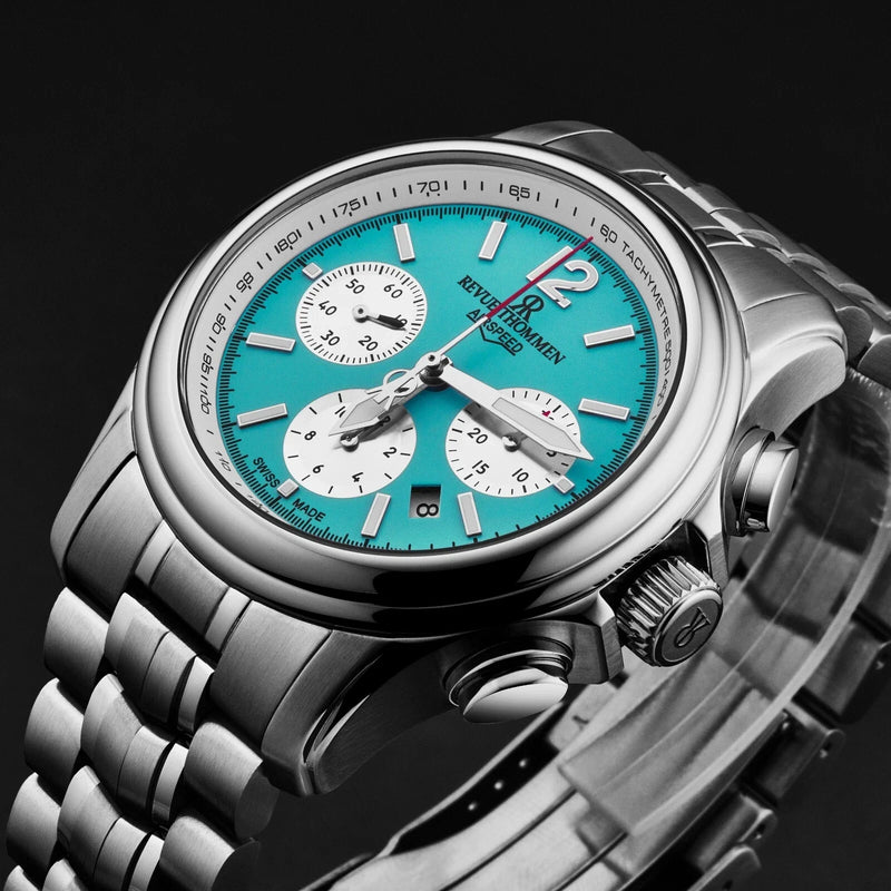 Revue Thommen Men's Airspeed XL Chronograph Automatic Glacier Blue Stainless Steel Watch 16041.6431