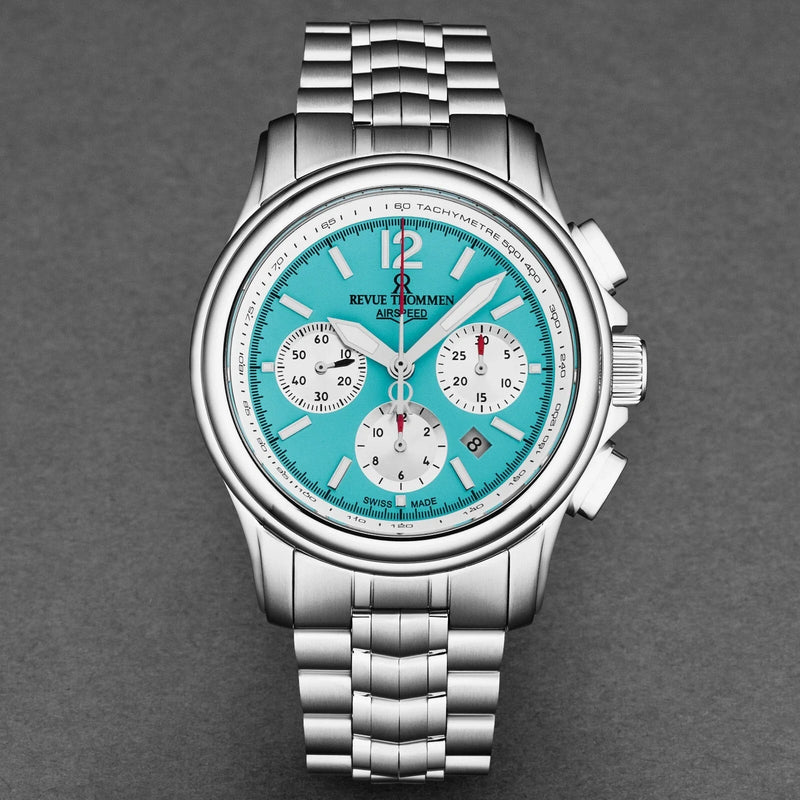 Revue Thommen Men's Airspeed XL Chronograph Automatic Glacier Blue Stainless Steel Watch 16041.6431