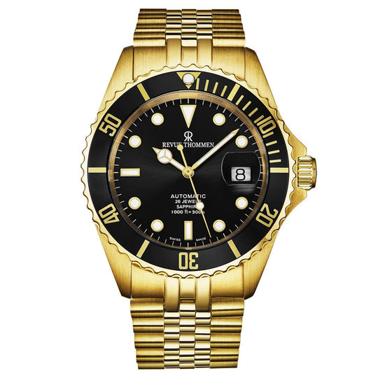 Revue Thommen Men's Diver Black Gold Automatic Watch 17571.2217