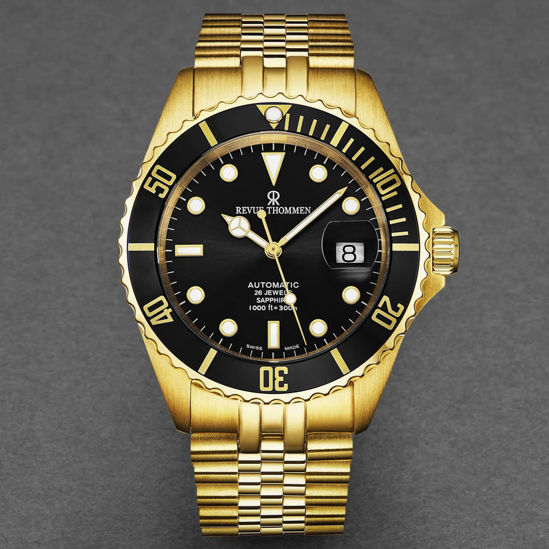 Revue Thommen Men's Diver Black Gold Automatic Watch 17571.2217