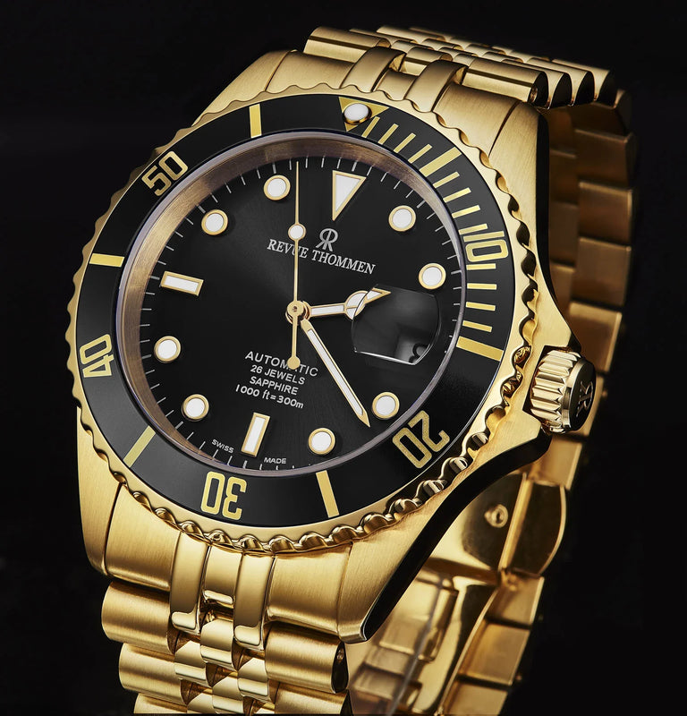 Revue Thommen Men's Diver Black Gold Automatic Watch 17571.2217