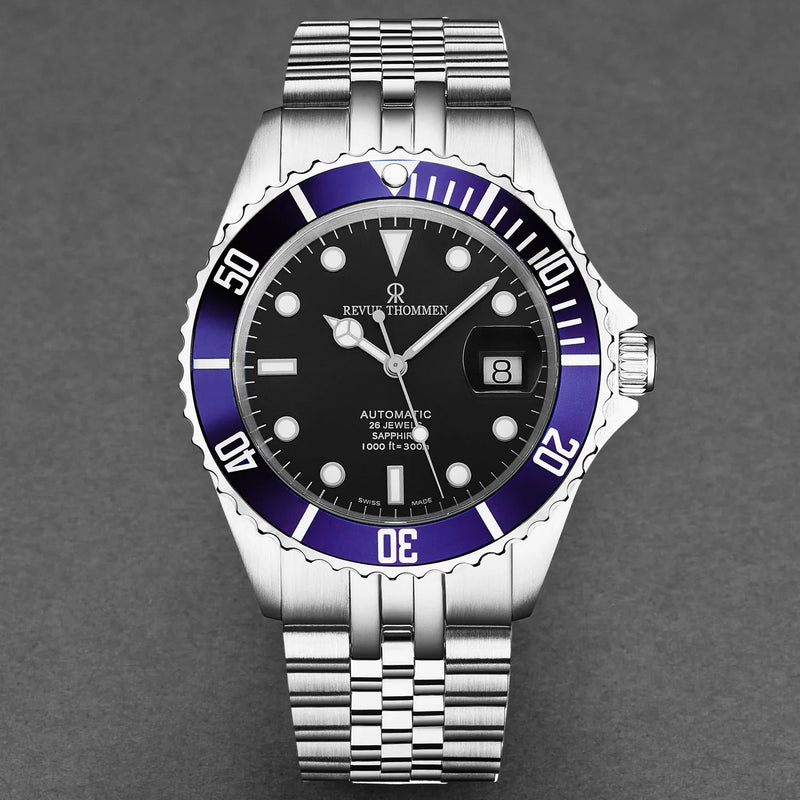 Revue Thommen Diver Men’s Stainless Steel Black Blue Automatic Watch 17571.2235