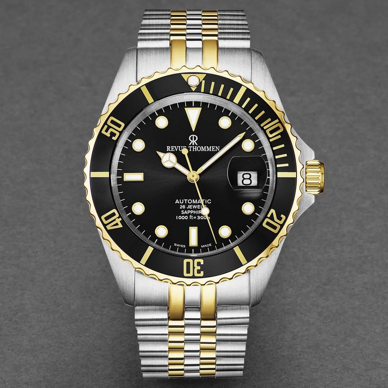 Revue Thommen Men's Diver Black Two-Tone Stainless Steel Automatic Watch 17571.2247