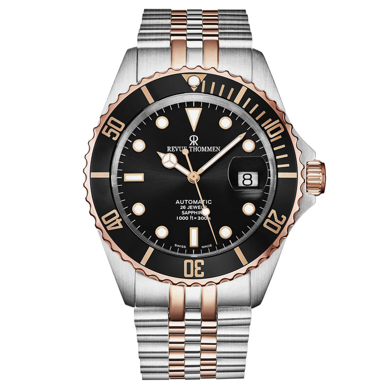 Revue Thommen Men's Diver Black Two-Tone Stainless Steel Automatic Watch 17571.2257