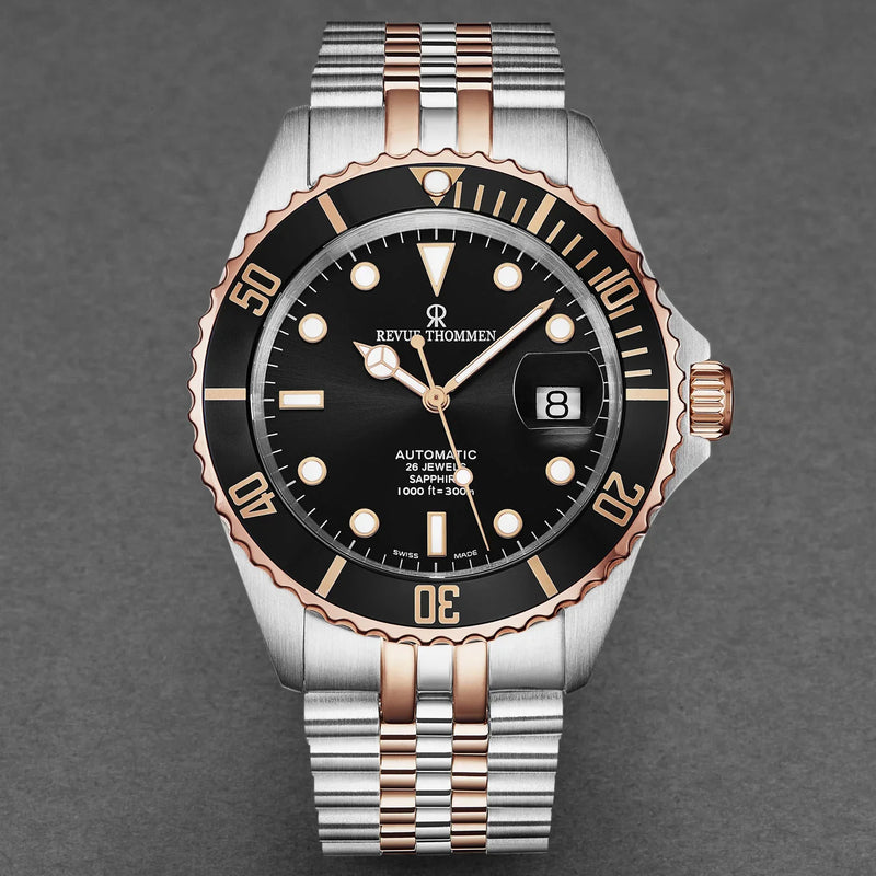 Revue Thommen Men's Diver Black Two-Tone Stainless Steel Automatic Watch 17571.2257