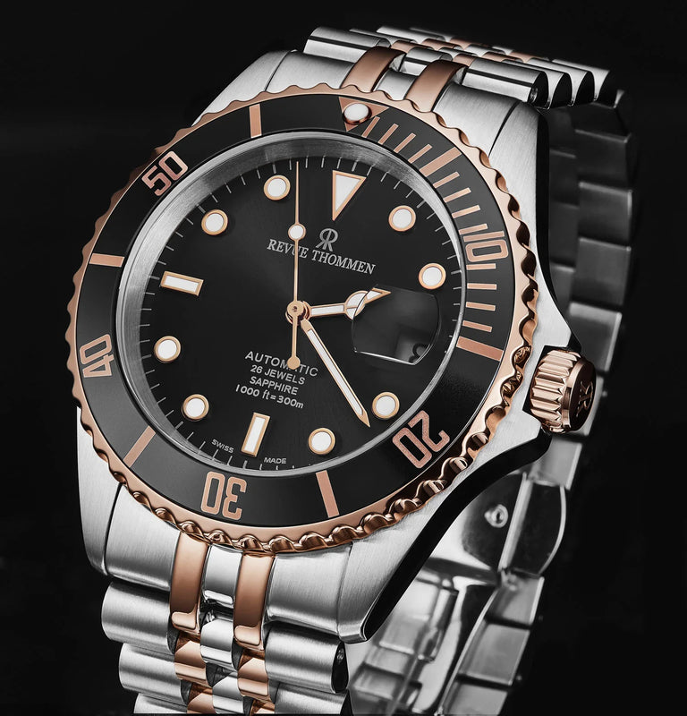 Revue Thommen Men's Diver Black Two-Tone Stainless Steel Automatic Watch 17571.2257