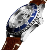 Revue Thommen Diver Men's 42mm Silver Brown Leather Strap Automatic Watch 17571.2525
