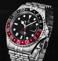 Revue Thommen Men's Diver GMT Stainless Steel 42mm Black Red Automatic Watch 17572.2236