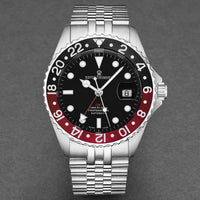 Revue Thommen Men's Diver GMT Stainless Steel 42mm Black Red Automatic Watch 17572.2236