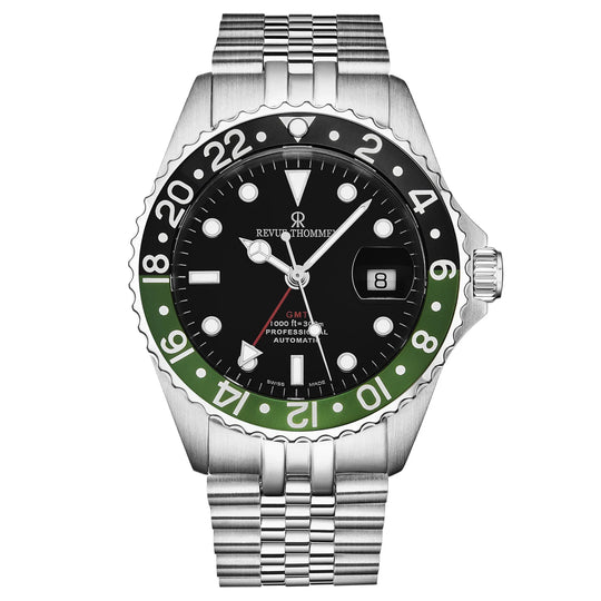 Revue Thommen Diver GMT Men’s Black Green Automatic Watch 17572.2238