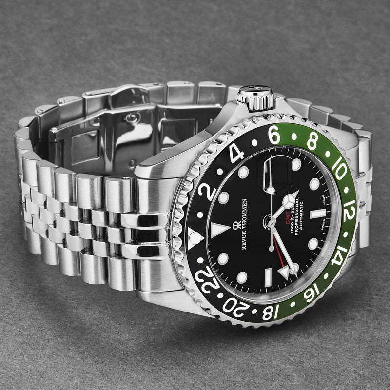 Revue Thommen Diver GMT Men’s Black Green Automatic Watch 17572.2238