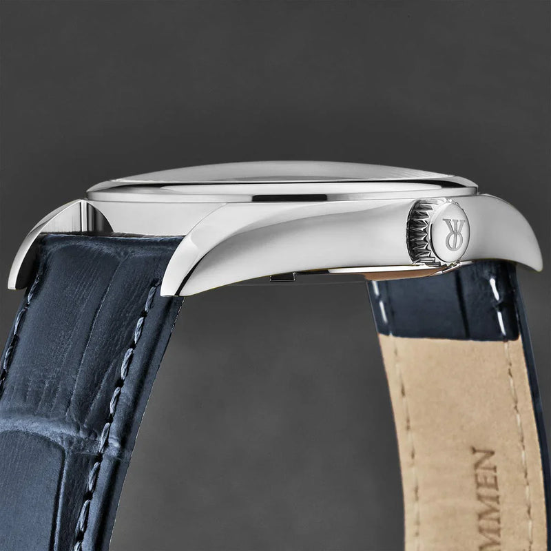 Revue Thommen Heritage Men’s Silver Blue Leather Strap Automatic Watch 21010.2525