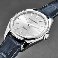 Revue Thommen Heritage Men’s Silver Blue Leather Strap Automatic Watch 21010.2525