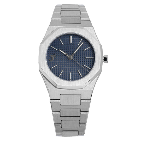 Three Square Quartz Men's Blue Silver Watch S1000BLU