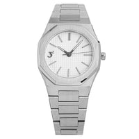 Three Square Quartz Men's White Silver Watch S1000WH