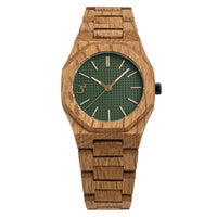 Three Square Men's Quartz Green Wood Watch S1003GR