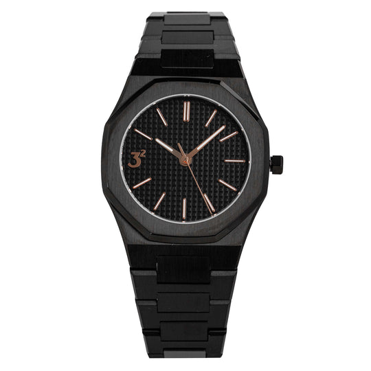 Three Square Quartz Men's Black Dress Watch S1002BKR
