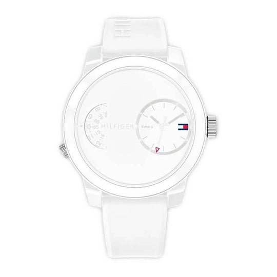 Tommy Hilfiger Men's Watch Denim Sport Dual Time White 1791558