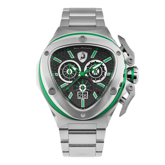 Tonino Lamborghini Spyder X Men's Silver Green Watch TL9XF-SS-B
