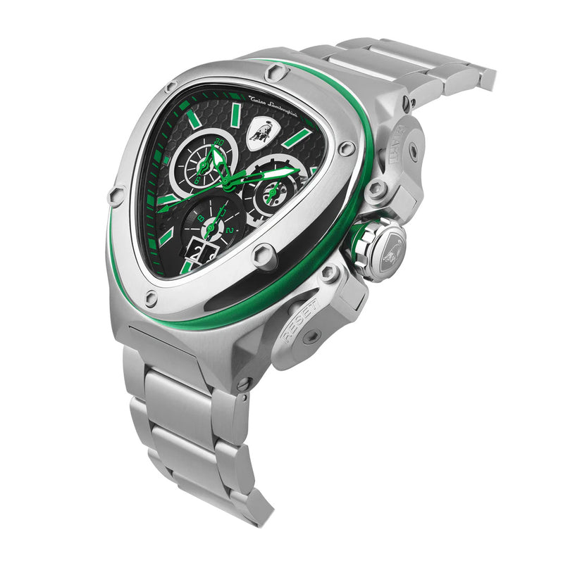 Tonino Lamborghini Spyder X Men's Silver Green Watch TL9XF-SS-B
