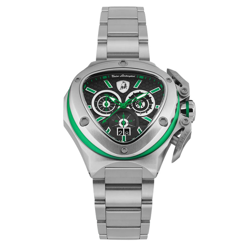 Tonino Lamborghini Spyder X Men's Silver Green Watch TL9XF-SS-B