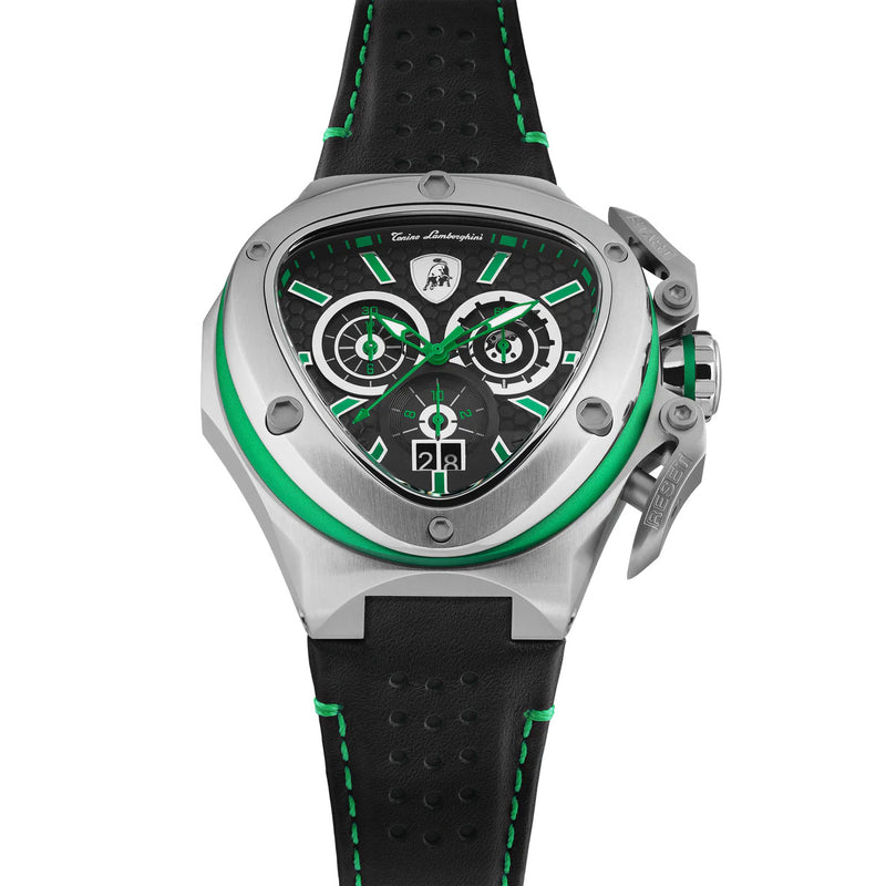 Tonino Lamborghini Spyder X Men's Silver Green Watch TL9XF-SS