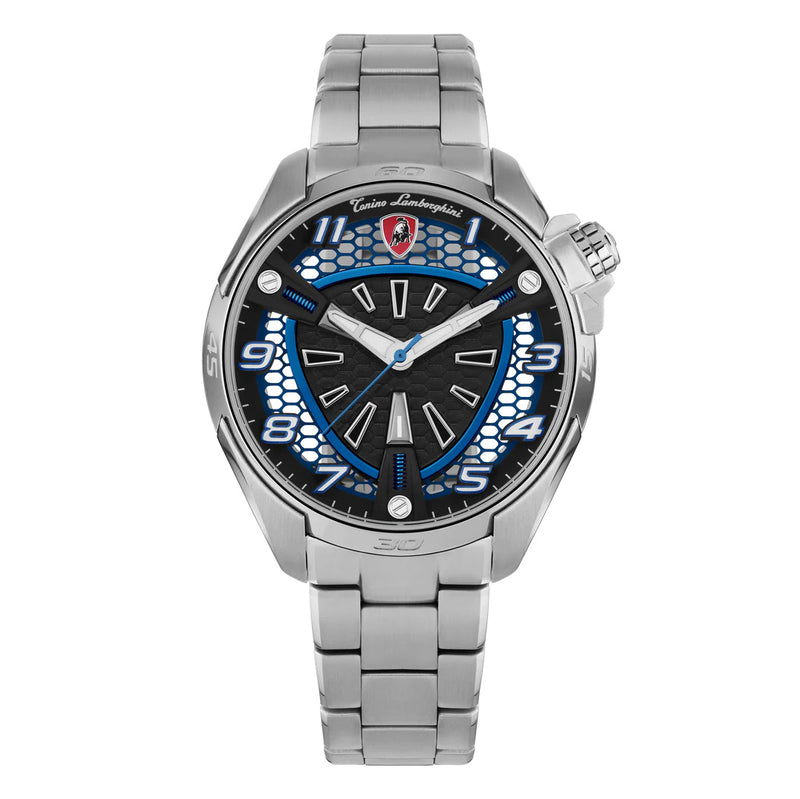 Tonino Lamborghini Shock ABS Men's Silver Blue Watch TLABSB-SS-B