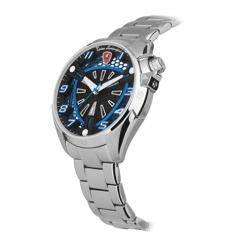 Tonino Lamborghini Shock ABS Men's Silver Blue Watch TLABSB-SS-B