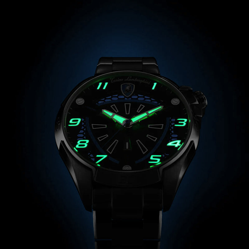 Tonino Lamborghini Shock ABS Men's Silver Blue Watch TLABSB-SS-B