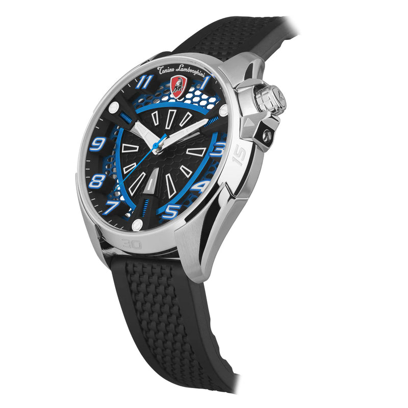 Tonino Lamborghini Shock ABS Men's Silver Blue Watch TLABSB-SS-R
