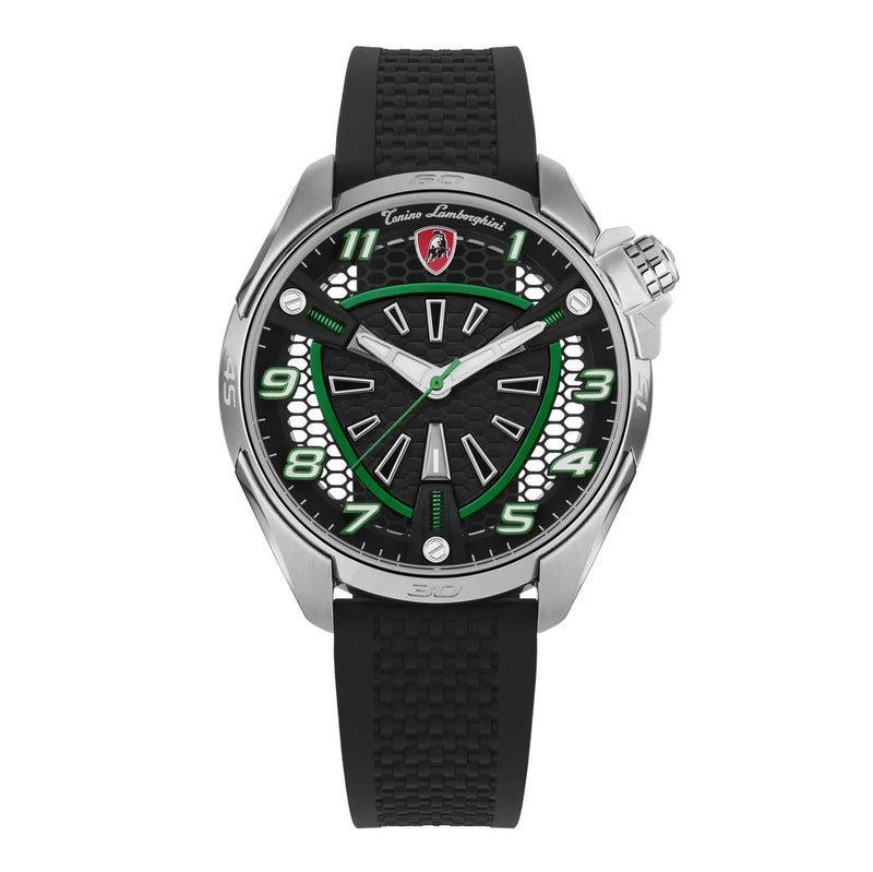 Tonino Lamborghini Shock ABS Men's Silver Green Watch TLABSG-SS-R