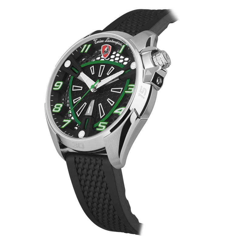 Tonino Lamborghini Shock ABS Men's Silver Green Watch TLABSG-SS-R