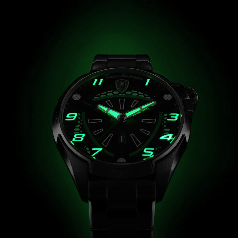 Tonino Lamborghini Shock ABS Men's Silver Green Watch TLABSG-SS-R