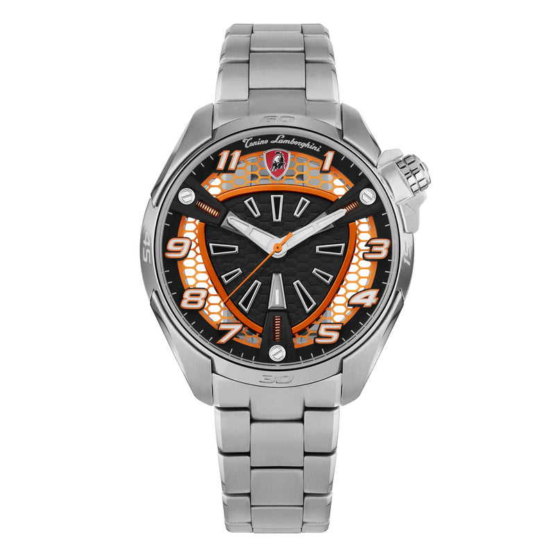 Tonino Lamborghini Shock ABS Men's Silver Orange Watch TLABSO-SS-B