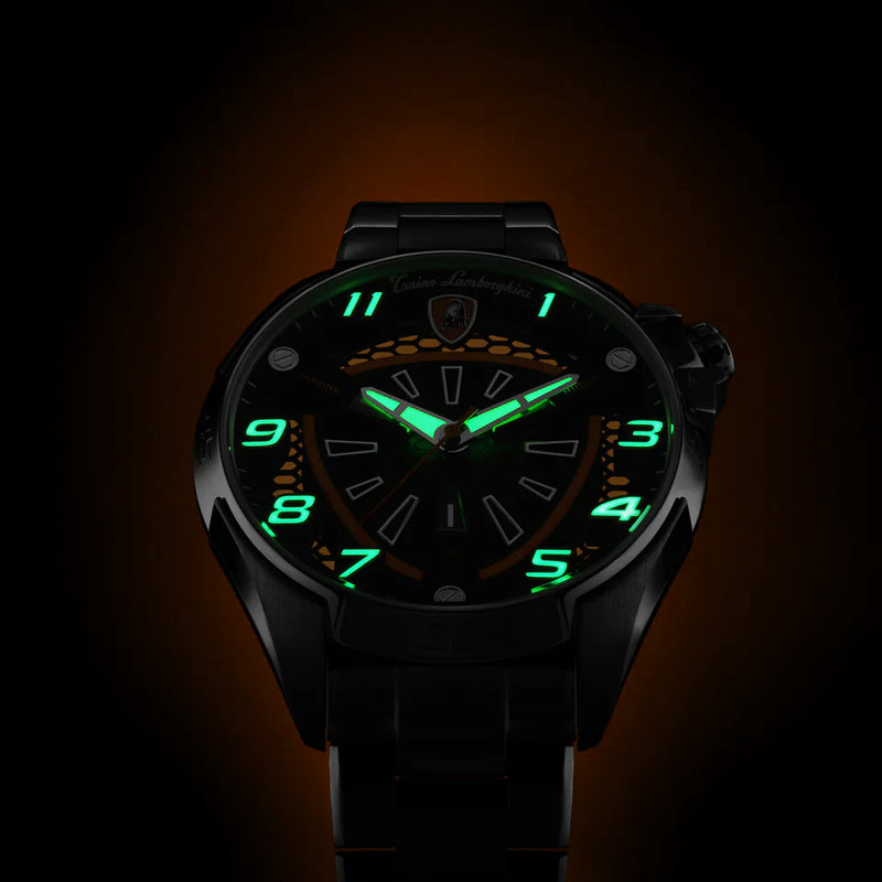 Tonino Lamborghini Shock ABS Men's Silver Orange Watch TLABSO-SS-R