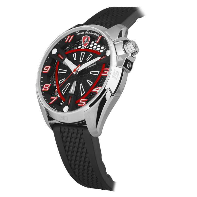 Tonino Lamborghini Shock ABS Men's Silver Red Watch TLABSR-SS-R