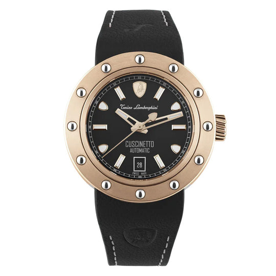 Tonino Lamborghini Cuscinetto Men's Rose Gold Black Watch TLF-T01-8