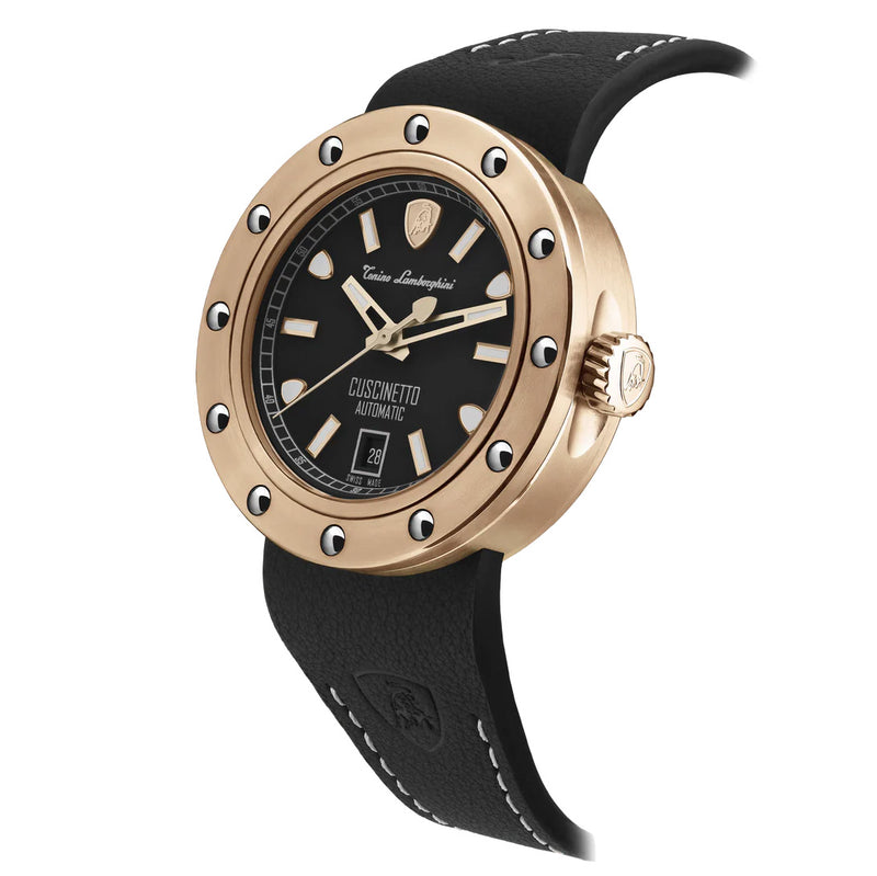 Tonino Lamborghini Cuscinetto Men's Rose Gold Black Watch TLF-T01-8