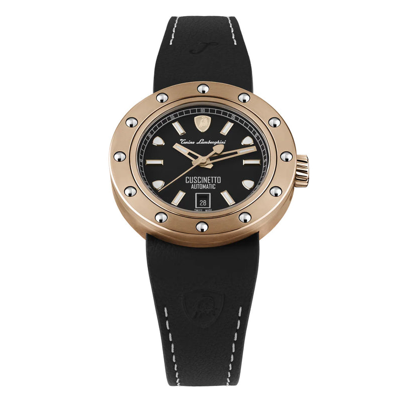 Tonino Lamborghini Cuscinetto Men's Rose Gold Black Watch TLF-T01-8